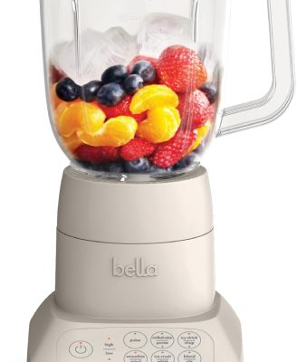bella 10 Speed Countertop Blender, Juicer & Smoothie Maker, Fits-anywhere™ Kitchenware, Slim Flip & Store Design, Dishwasher Safe 48oz Capacity Pitcher & Lid, Stainless Steel Blade, 450 Watt, Oatmilk