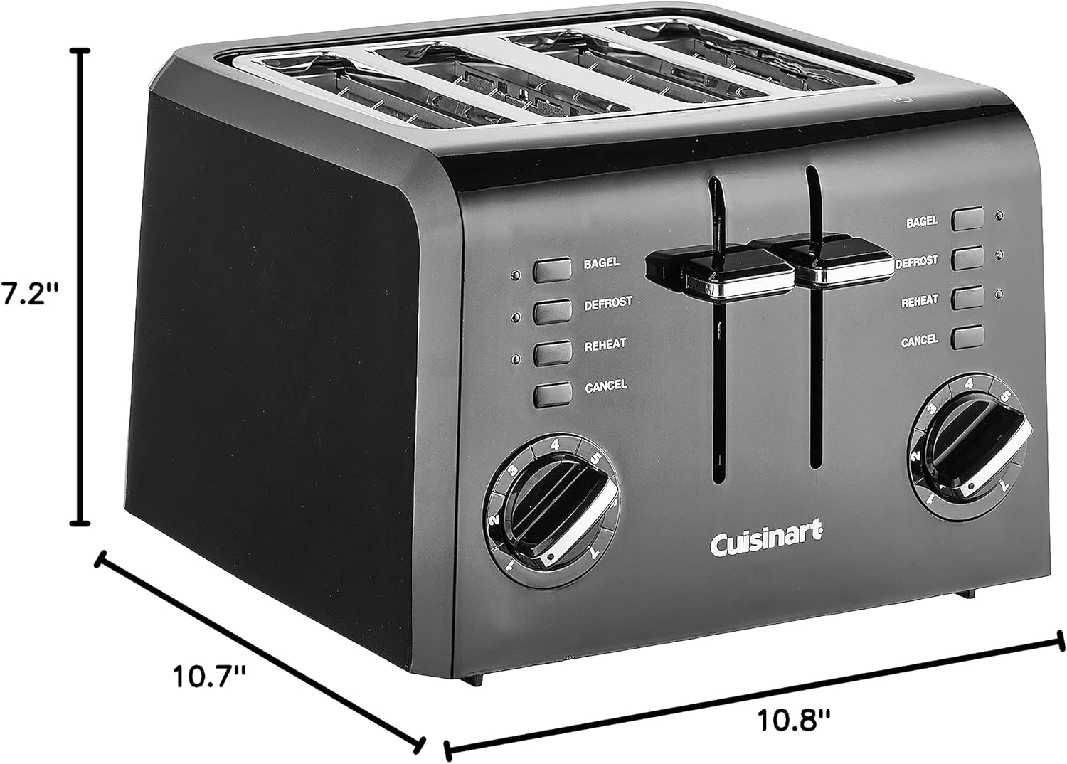 Cuisinart 4-Slice Compact Plastic Toaster, Black, CPT-142BKP1 - Image 9