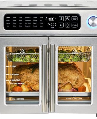 Emeril Lagasse Extra Large French Door Air Fryer Toaster Oven Combo, 24 Cooking Functions and Digital Controls, 7 Accessories Included, Stainless Steel Finish, 26QT Capacity